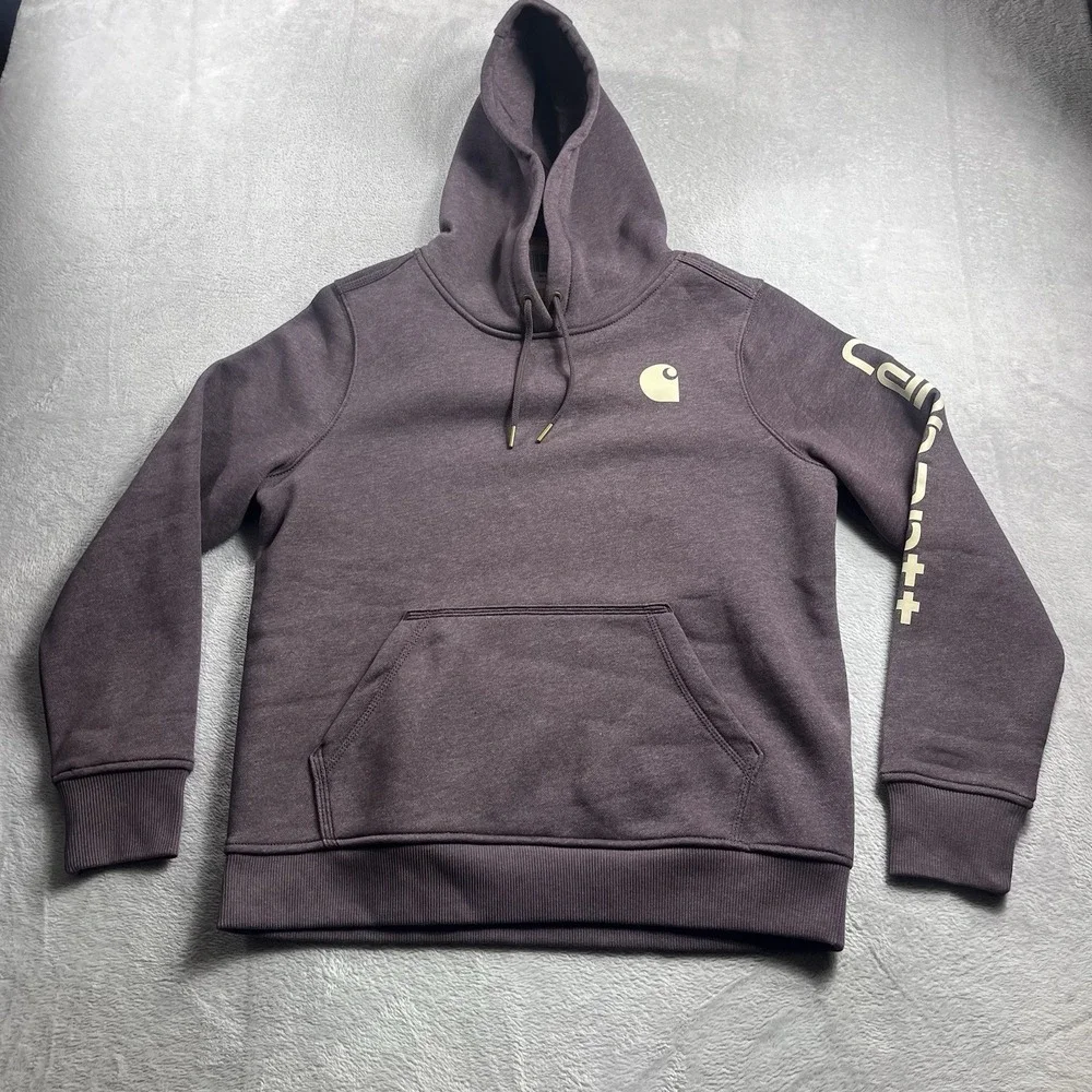 Carhartt Youth Hoodie Medium 8/10 Purple Logo‎ Sweatshirt Pullover Fleece NWT